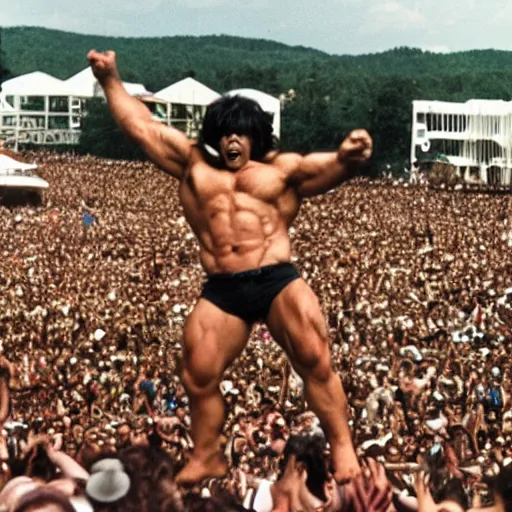 Image similar to hulk performing at woodstock