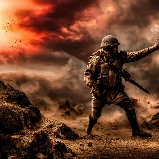 Image similar to war, pyrrhic war, loner, battlefield scene, dramatic lighting, ultra hd, hdr, 8 k