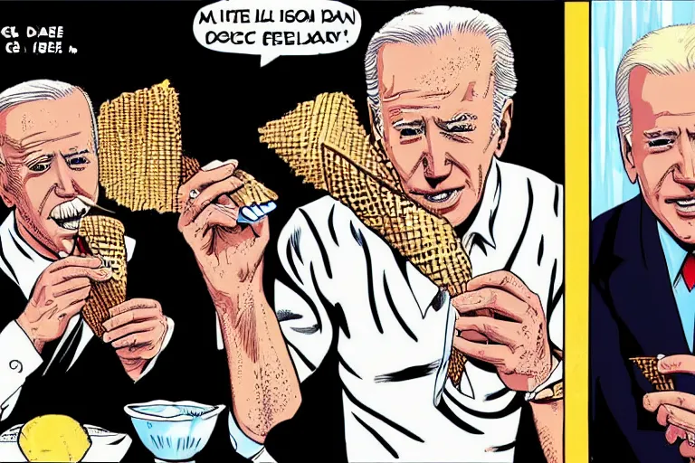 Image similar to Joe Biden eats ice cream to kill Americans, Junji Ito