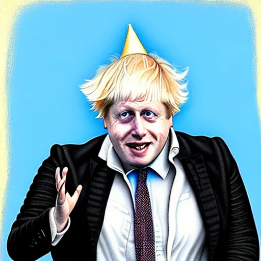 Prompt: boris johnson as a court jester, painting, by weta digital