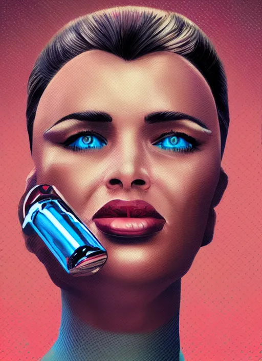 Prompt: photorealistic image of a retro futuristic portrait, vectorart, trending on pinterest, by chris moore
