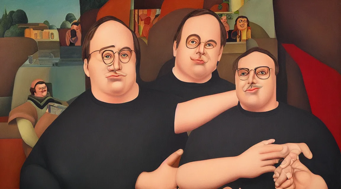 Image similar to portrait of Linus Torvalds painted by fernando botero