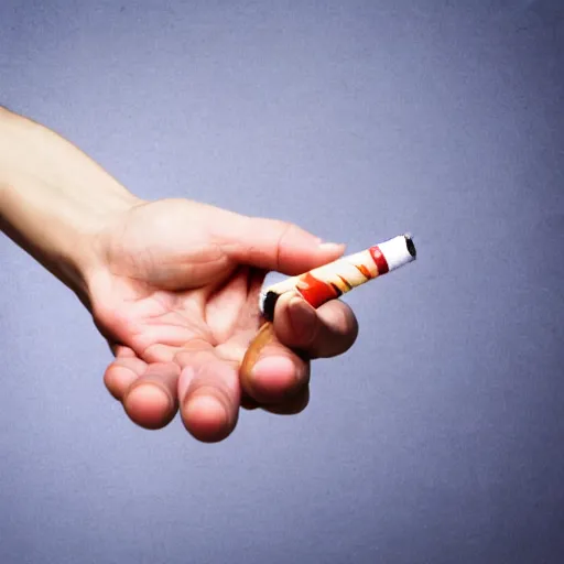 Prompt: Hand with cigarette, Stock Photo