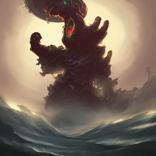 Prompt: tornado with eyes, in the style of Greg Rutkowski, hearthstone artwork