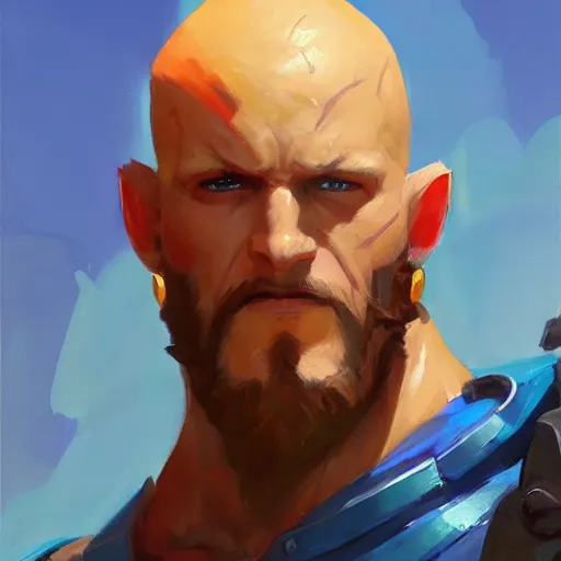 Image similar to greg manchess portrait painting of yondu udonta as overwatch character, medium shot, asymmetrical, profile picture, organic painting, sunny day, matte painting, bold shapes, hard edges, street art, trending on artstation, by huang guangjian and gil elvgren and sachin teng