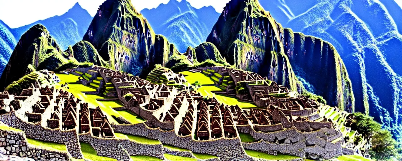 Prompt: machu picchu in the 1 4 0 0 s, with spaghetti, antiquity, canon 5 0 mm, wes anderson, kodachrome