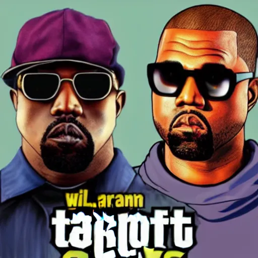 Image similar to kanye west, gta v style, cover