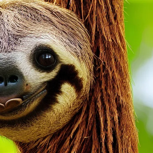 Image similar to happy sloth giraffe hybrid, bold natural colors, national geographic photography, masterpiece, full shot