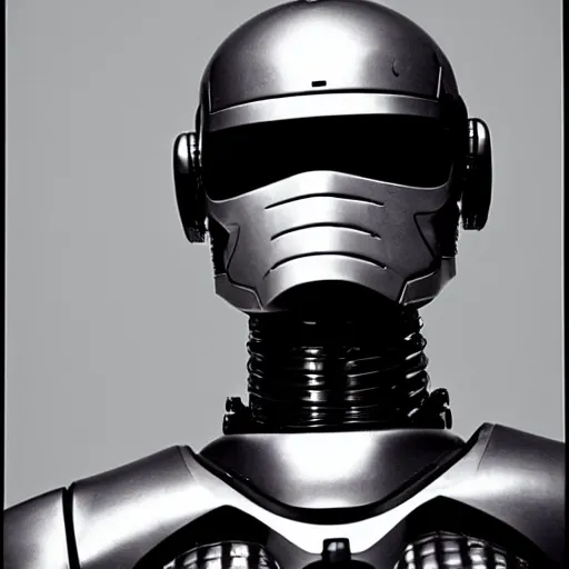 Prompt: An Alec Soth portrait photo of Robocop