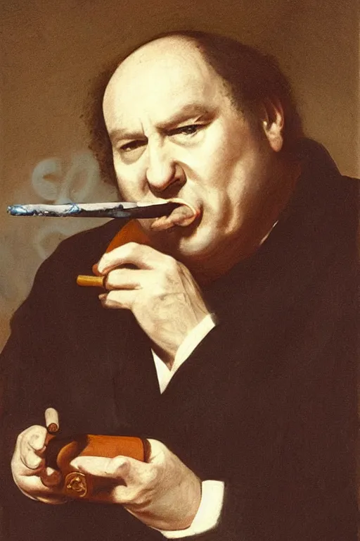 Prompt: portrait of george constanza, smoking a pipe, atmospheric