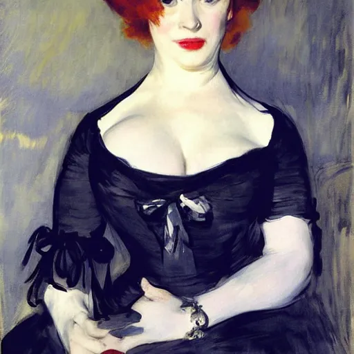 Image similar to christina hendricks by edouard manet,