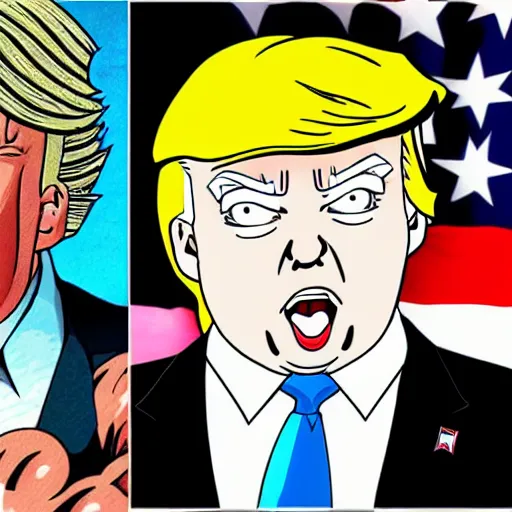 Image similar to donald trump in the style of akira toriyama, anime, finely detailed, character