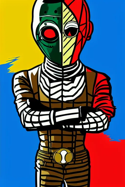 Prompt: masked boy palestine. pop art, pixel, bioshock art style, face features, body features, ultra realistic art, digital painting, concept art, smooth, sharp focus, illustration, intricate, without duplication, elegant, confident posse, art by artgerm and richard hamilton and mimmo rottela, kirokaze and paul robertson