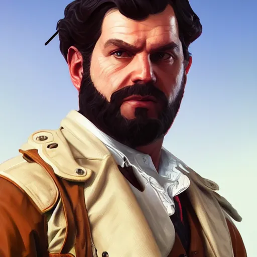 Image similar to [Paul Revere as GTA character, closeup, intricate, elegant, highly detailed, digital painting, artstation, concept art, matte, sharp focus, illustration, art by Artgerm and Greg Rutkowski and Alphonse Mucha]