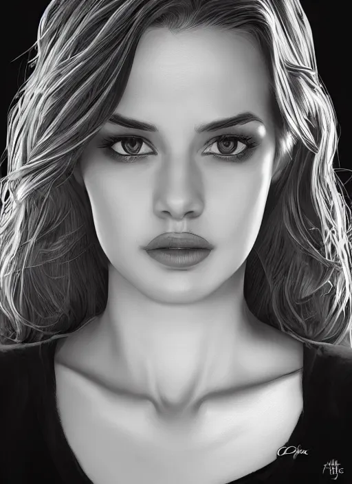 Image similar to up close portrait of a beautiful woman in black and white, art by diego fazio and diegoKoi and oscar Ukono, concept art, sharp focus, artgerm, 8k highly detailed