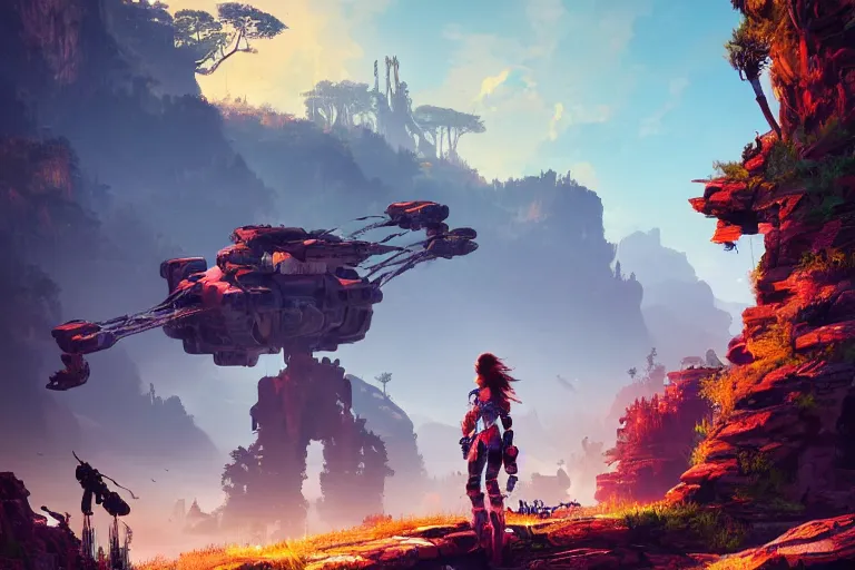 Image similar to tideripper machine mecanical creature robot of horizon forbidden west horizon zero dawn radiating a glowing aura global illumination ray tracing hdr fanart arstation by ian pesty and alena aenami artworks in 4 k