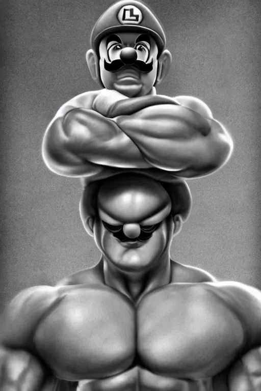 Image similar to muscular luigi from super mario, luigi bodybuilder, photorealistic, highly detailed,