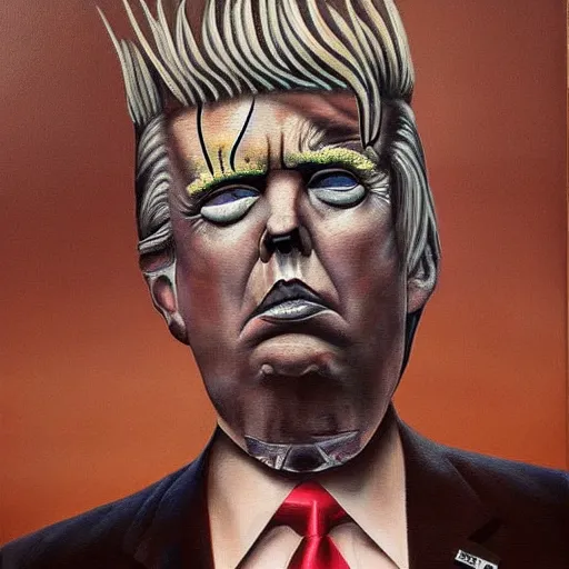 Prompt: h. r. giger donald trump painting, hyperdetailed, photorealistic, 4 k
