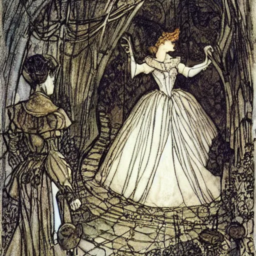 Image similar to cinderella at the ball by arthur rackham