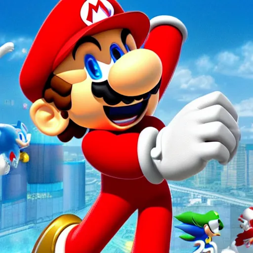 Image similar to mario combined with sonic