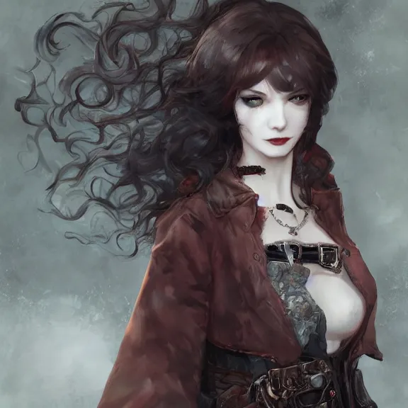 Image similar to christina hendricks!!! goth, tankoban, 4 k, tone mapping, akihiko yoshida, james jean andrei riabovitchev marc simonetti, yoshitaka amano, long hair, curly, h. hydrochaeri