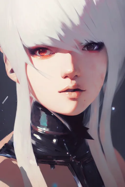 Image similar to a ultradetailed beautiful portrait panting of 2 b from nier automata, by conrad roset, greg rutkowski and makoto shinkai trending on artstation