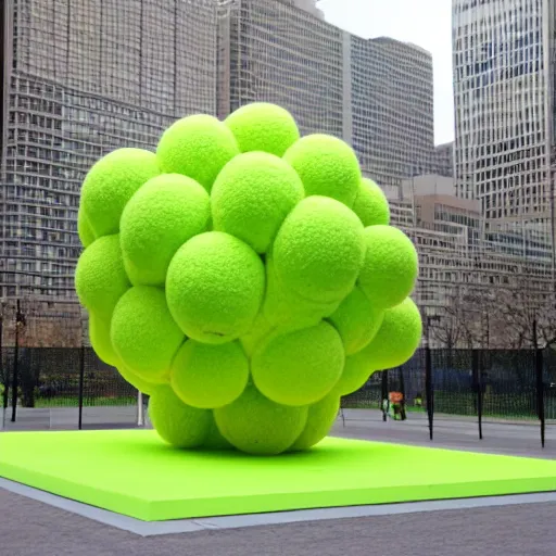 Image similar to a tennis ball monster by jeff koons