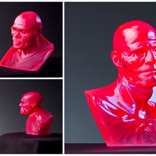 Image similar to A translucent sculpted ruby, representing Ed Harris, studio lighting, F 1.4 Kodak Portra