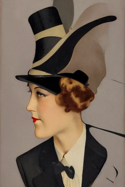 Image similar to a oil painting depicting a Jazz Age high society figure, 1920s style, smooth, highly detailed, high contrast, Coles Phillips, Dean Cornwell, JC Leyendecker, 8K