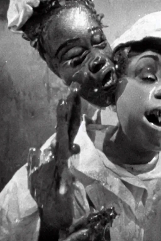 Image similar to aunt jemima covered in maple syrup horror movie cinematic