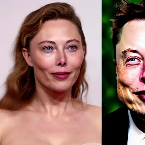 Image similar to elon musk have a face of scarlet johanson