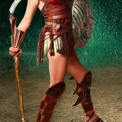 Prompt: full body photo of a female atlantean warrior