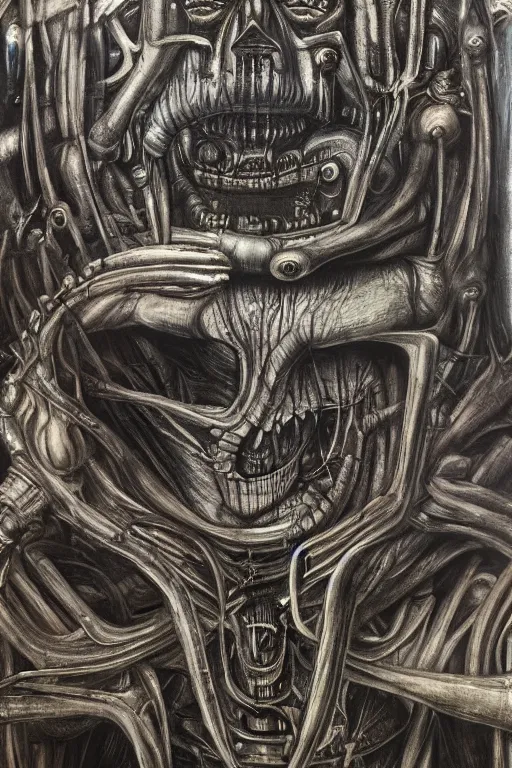 Image similar to chess painted in the syle of giger, giger art, extremely detailed, 4 k