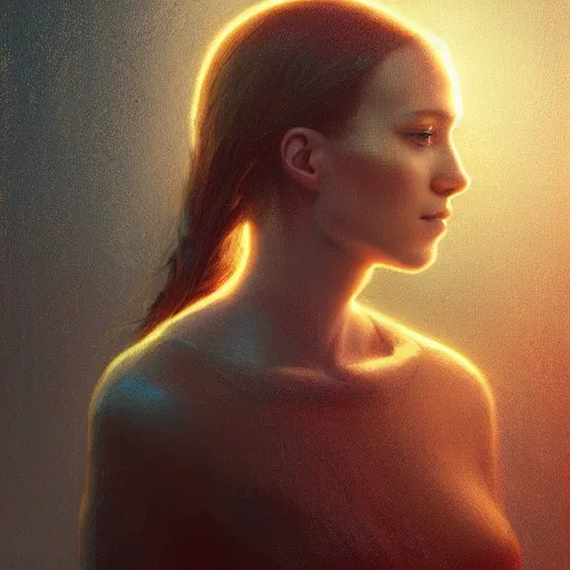 Image similar to Riveting female android portrait, atmospheric lighting, painted, intricate, volumetric lighting, beautiful, golden hour, sharp focus, ultra detailed, by Leesha Hannigan, Ross Tran, Thierry Doizon, Kai Carpenter, Ignacio Fernández Ríos