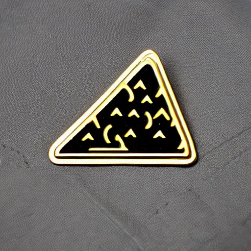 Prompt: a triangle enamel pin of a caution fire hazard label, smooth curves