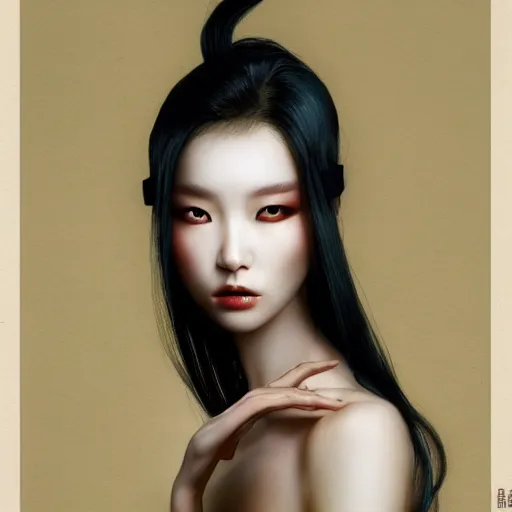 Image similar to beauty lee jin - eun by nicola samuri, m. w. kaluta, peter mohrbacher, rule of thirds, seductive look, beautiful