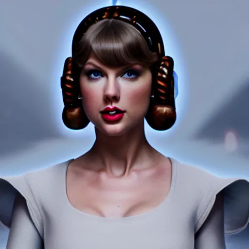 Image similar to Portrait of Taylor Swift as Princess Leia in Star Wars, professional digital painting, smooth, sharp focus, Unreal Engine 5, 8K