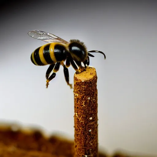 Prompt: national geographic two insect bees in smoking a cigarette