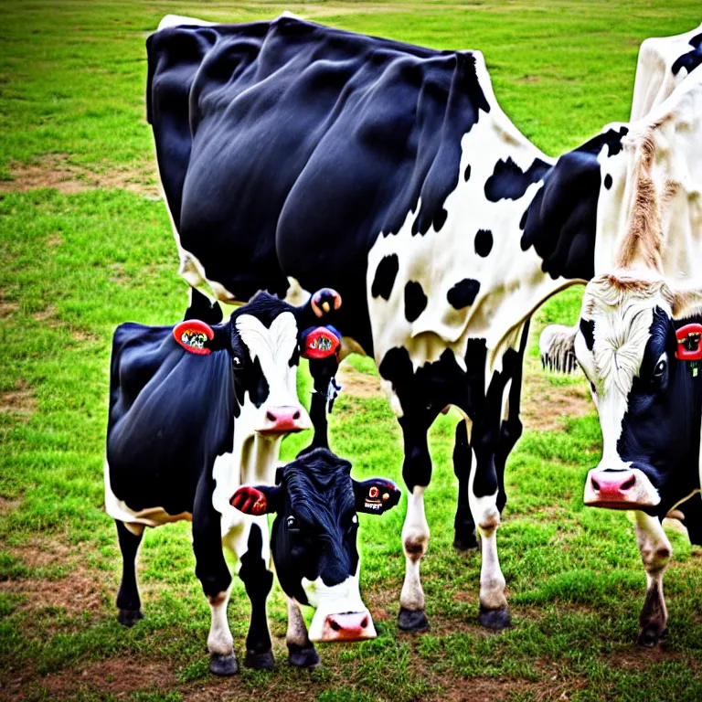 Image similar to homelander from the boys drinks milk from a cow, dslr shot