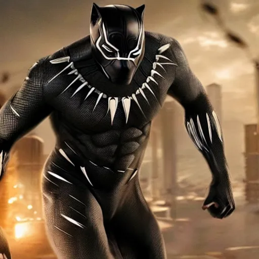 Image similar to Gosling as superhero Black Panther. Superhero 4k Unmasked Celebrity Marvel