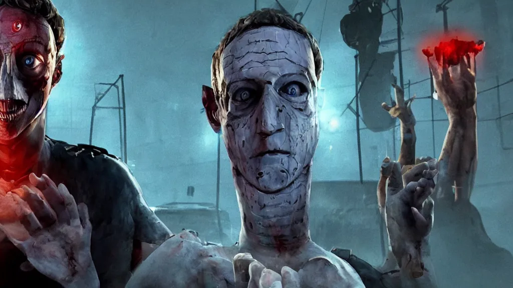 Prompt: Screenshot of Mark Zuckerberg as a villain in Dead By Daylight