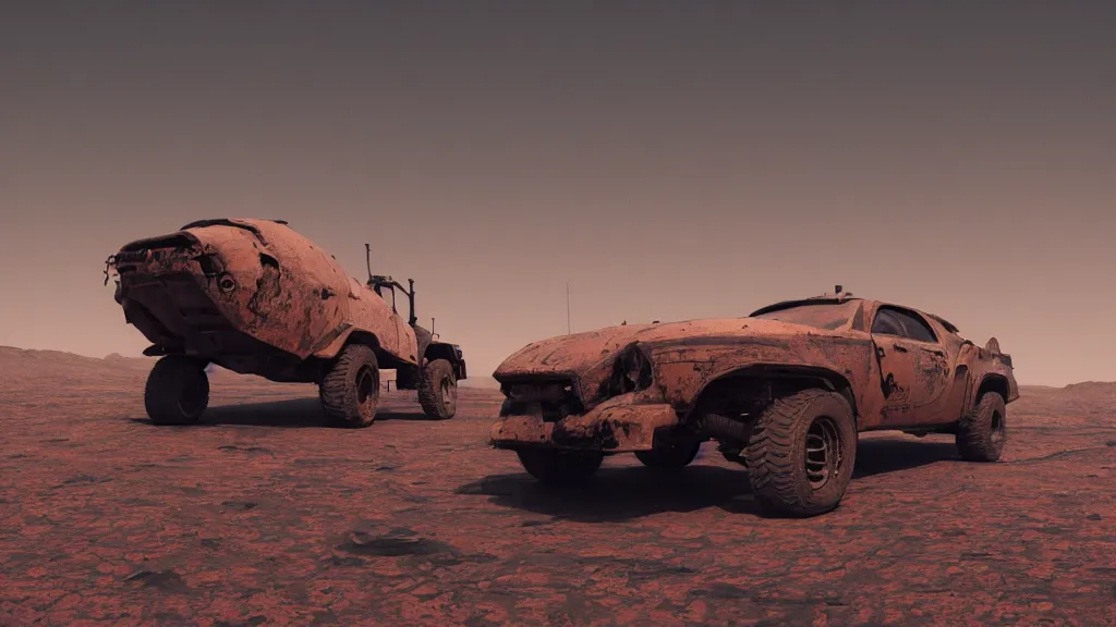 Image similar to a photorealistic dramatic hyperrealistic life on mars, ultra realistic details, glossy surface, well worn, rust, oil stains designed by vitaly bulgarov and mike nash, beautiful dramatic dark moody tones and lighting, smokey cinematic atmosphere, global illumination, shadows, dark background, octane render, 8 k