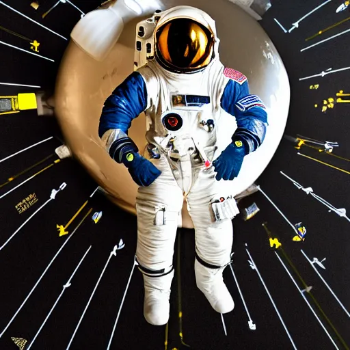 Image similar to photograph of an astronaut, black background, only arms and legs are lit, full body photo,, 8 k