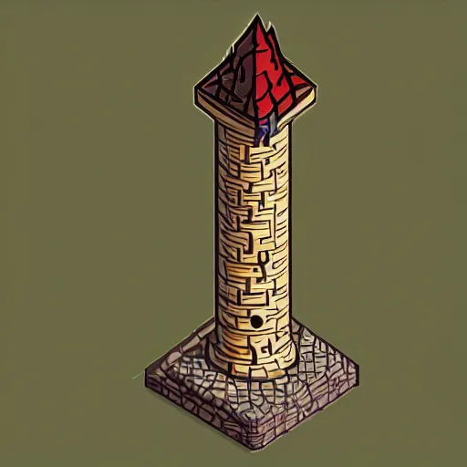 Prompt: isometric view of a wizard tower from a resource gathering game