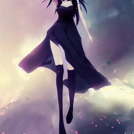 anime girl wearing a black dress, anime style, | Stable Diffusion | OpenArt