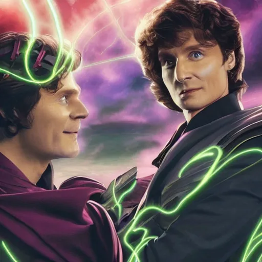 Prompt: elegant beautiful loki and mobius at the tva watching knight rider, 4 k resolution, detailed, high quality, hq artwork, coherent, insane detail, concept art, character concept, character full body portrait