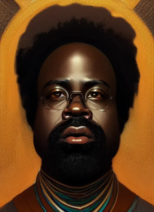 Image similar to symmetry!! portrait of black thought, intricate, elegant, highly detailed, digital painting, artstation, concept art, smooth, sharp focus, illustration, art by artgerm and greg rutkowski and alphonse mucha