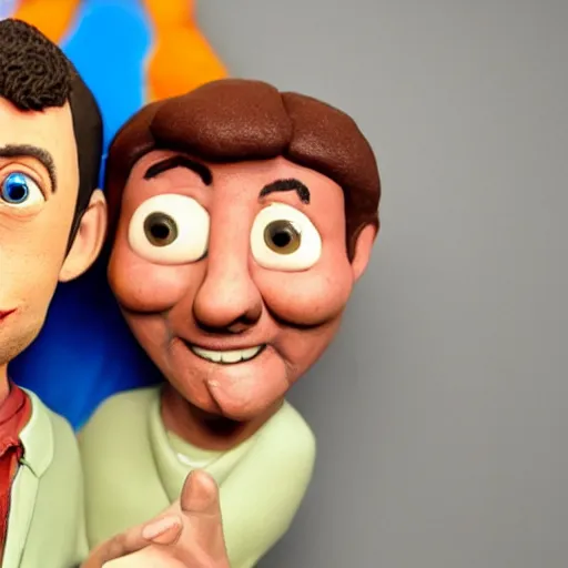 Prompt: adam sandler, made of clay, claymation character