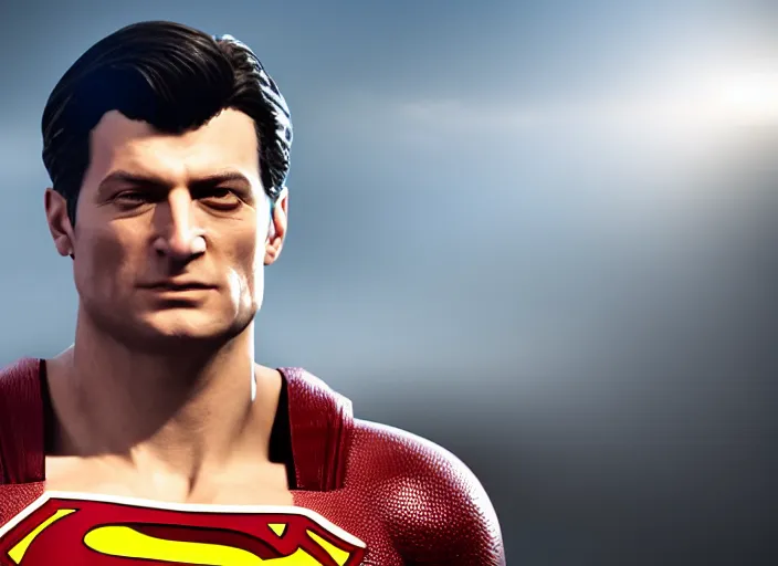 Image similar to zelensky fused with superman, ultra realistic 4 k unreal engine very cinematic render with ray tracing bloom ambient occlusion strong reflections