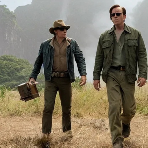 Prompt: a still of from the movie kong : skull island crossover with the movie no country for old men and the movie boys don't cry